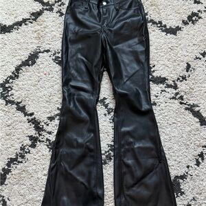 Black Flared Leather Pants